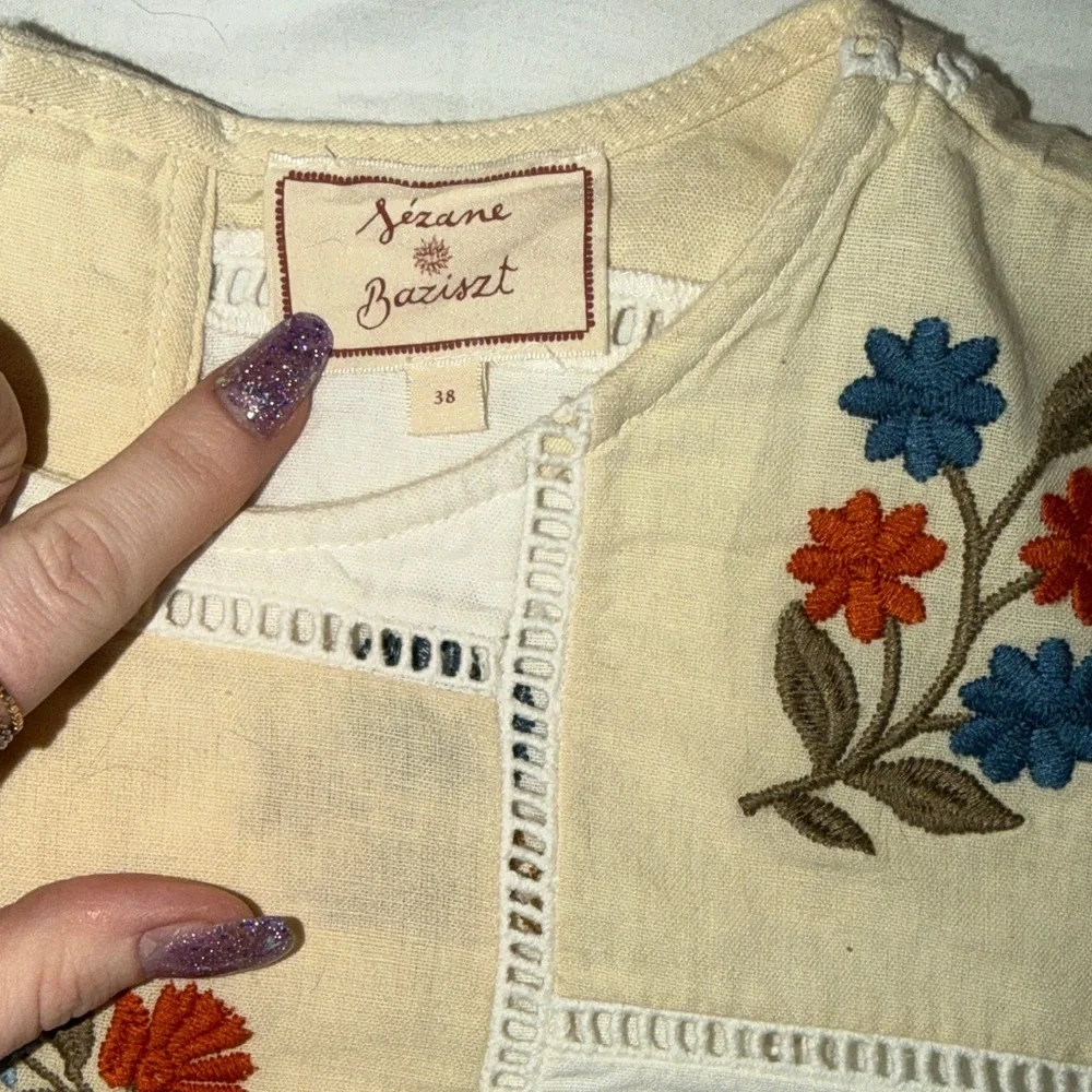 Sezane Flaminette Embroidered Floral Boxy Blouse - Picture 7 of 10